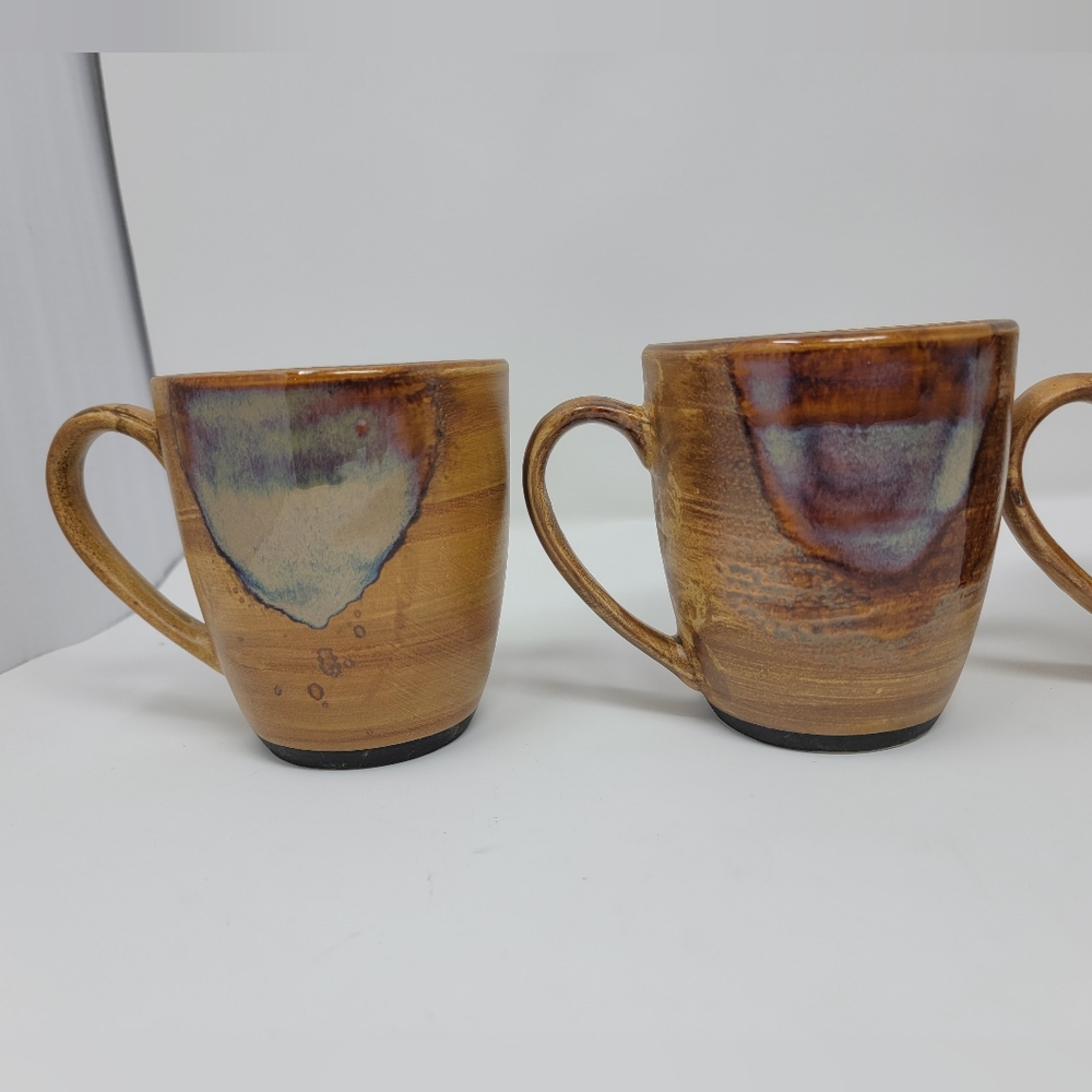 5 Sango Splash Brown Stoneware Drip Glaze Mug Coffee Cup 8-10 fl oz in NICE!